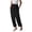 Black, variant on Lilgiuy Womens Leisure Solid Color High Waist Cotton Linen Wide Leg Pants Elastic Waist Pants Coffee 6 2022 Fall Winter
