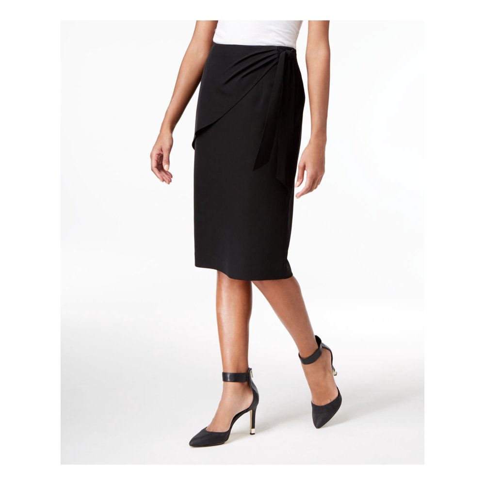 Calvin Klein - CALVIN KLEIN Womens Black Tie Midi Pencil Skirt Size 2 - Walmart.com - Walmart.com
