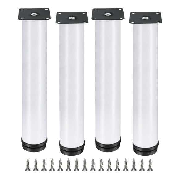 12 Inch Furniture Legs, Adjustable Round Cabinet Legs, Replacement Corner Feet Extenders for Sofa, Pack of 4, White