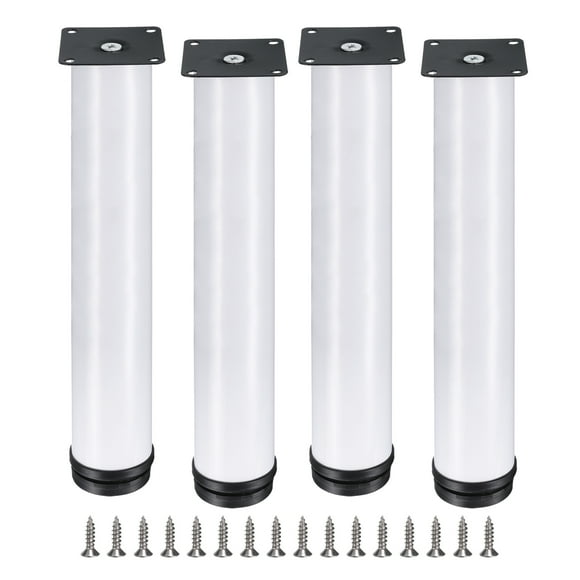 12 Inch Furniture Legs, Adjustable Round Cabinet Legs, Replacement Corner Feet Extenders for Sofa, Pack of 4, White