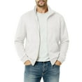 thumbnail image 2 of Jinhomg Mens Fleece Full Zip Up Sweatshirt Casual Mock Neck Jacket Sweatshirts No Hood Lightweight Cardigan Coats with Pockets, 2 of 7