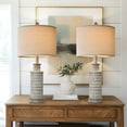 thumbnail image 4 of Oneach Farmhouse Table Lamps Set of 2 for Living Room Bedroom 24.5" Retro Nightstands Bedside Lamp Sets Resin, 4 of 10