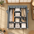 Free Standing Wardrobe Racks Grey 3 Row - 49'' Wide Portable Free Standing Closet Wardrobe Hanging ...