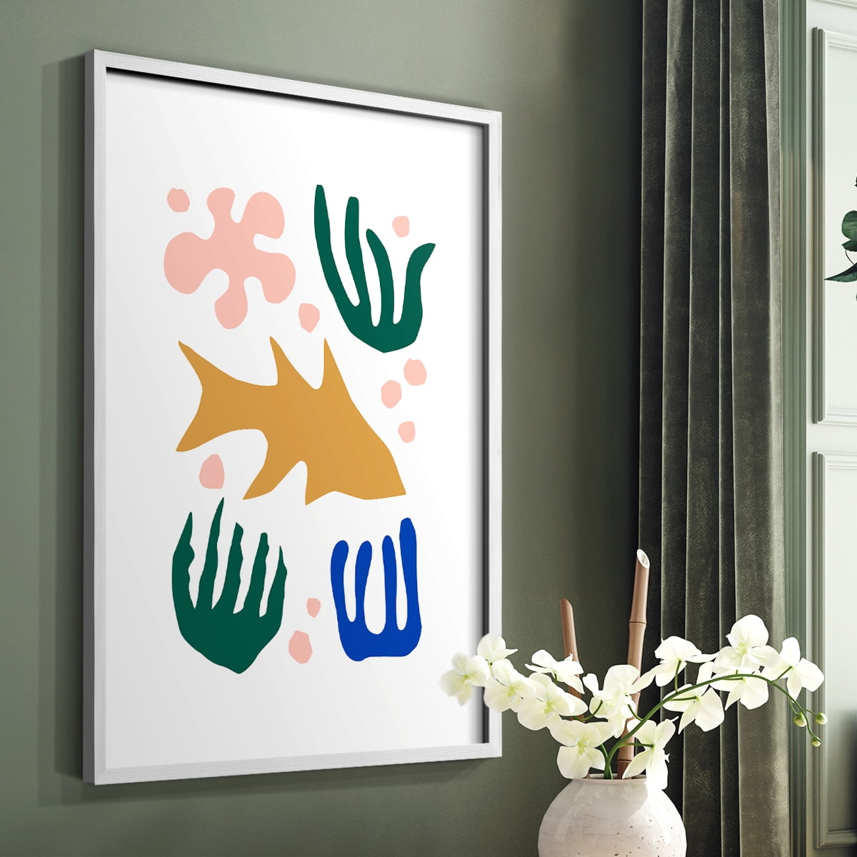 Matisse CDLXVI in White Solid Wood Framed Print No Nail Hanging
