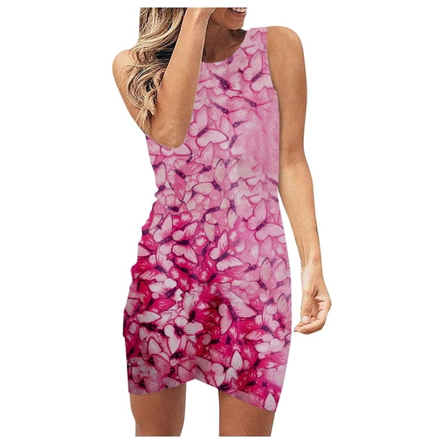 WILLBEST Robe Sirène Femme Mode Col Rond Imprimé Slim Irrégulier Gilet Sac Robe Décontractée