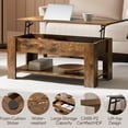 thumbnail image 4 of Renwick Modern 39" Wood Lift Top Coffee Table with Shelf for Livingroom, Rustic Brown, 4 of 10