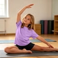 thumbnail image 4 of Cethrio Girls Outfit Sets Short Sleeve, Solid Color Summer 2 Piece T-shirts and Shorts Sets Purple Size 6, 4 of 8
