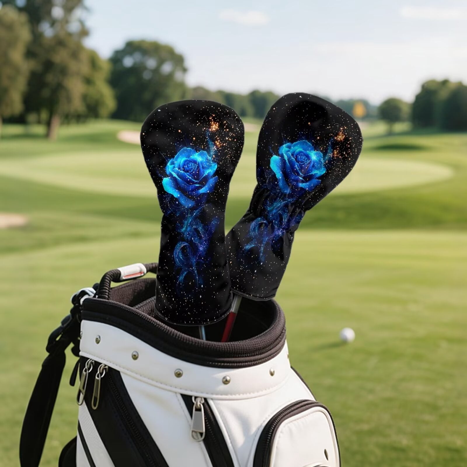 Uorisanigo Golf Club Driver/Fairway Wood/Hybrid Headcovers PU Leather Blue Rose Head Cover, 3 PCS Set Headcovers for Club Protective, Wrinkle-Resistant Essential Golf Accessories
