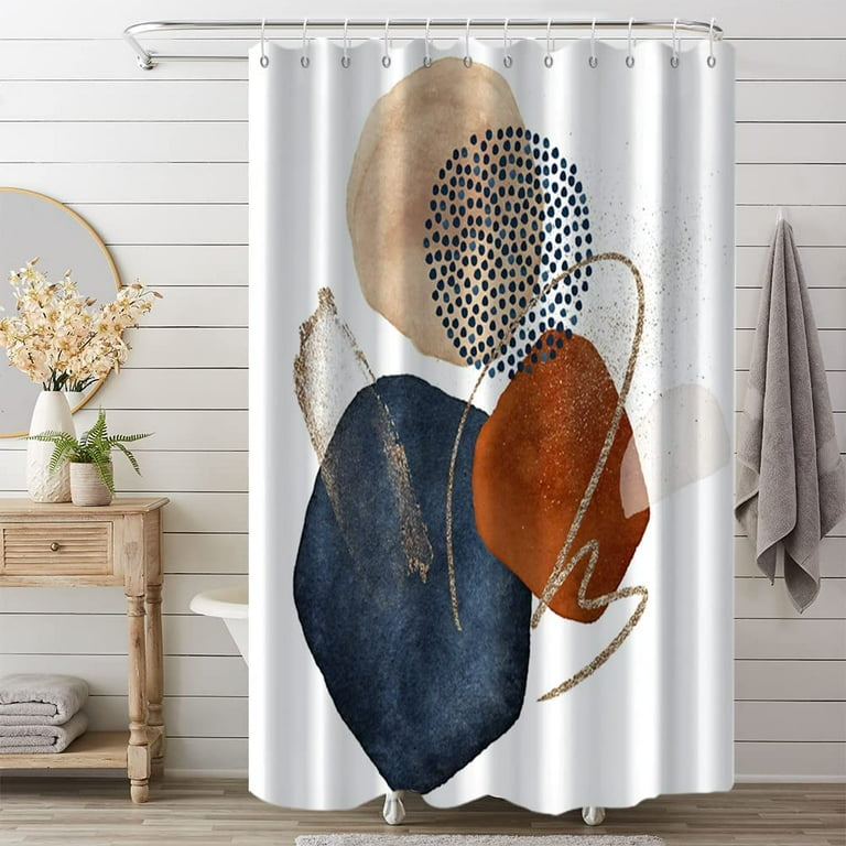 Boho Sower Curtain Mid Century Abstract Shower Curtain Set Modern