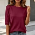thumbnail image 2 of Kingdiese Womens Half Sleeve For Elbow Length Crew Neck Loose Blouse Summer Casual Lightweight Plus Size 1/2 Sleeve Shirts Mens Pullovers Quarter Zip Sweater, Size XL, 2 of 5