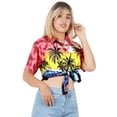 thumbnail image 2 of HAPPY BAY Women's Button Down Blouses Summer Beach Party Short Sleeve Vacation Blouse Shirt Hawaiian T-Shirt Blouses Dress Tee Shirts Tops for Women XL Palm Tree View, Red, 2 of 6