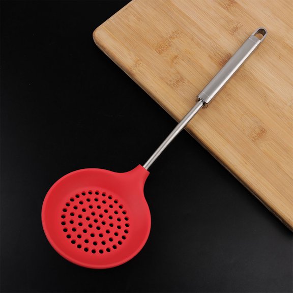 14.4" Length Silicone Slotted Spoon Restaurant Kitchen Scoop Skimmer Utensil Cooking Supplies Red