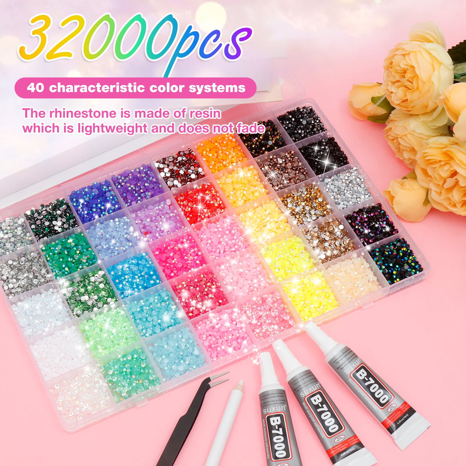 3D Nail Charms and Gems Cute Nail Rhinestones and Charms for Nails Design with 3 Glue for Shoes Clothing Hat Art Decoration