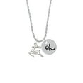 thumbnail image 2 of Delight Jewelry Silvertone 2-D Reindeer Silvertone Script Initial Disc - K - Charm Necklace, 20"+3", 2 of 4