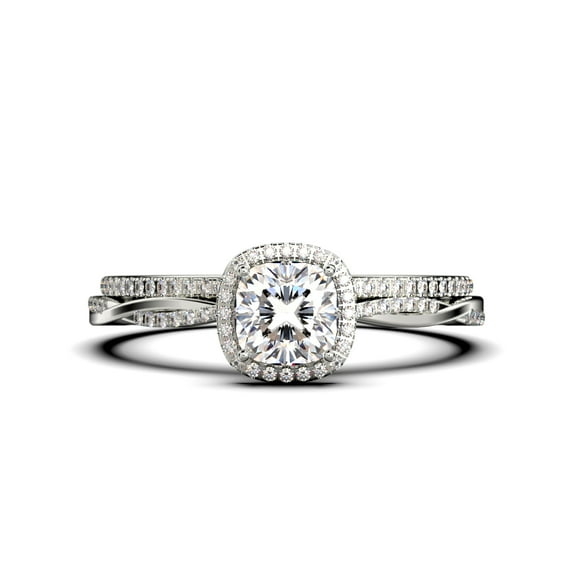 Twisted Infinity Band Dazzling Boho & hippie 1.75 Carat Round Diamond Moissanite Engagement Ring, Classic Wedding Ring in 925 Sterling Silver With 18k White Gold Plating, Bridal Rings