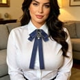 thumbnail image 5 of Aufmer Solid Color Long Ribbon Neck Bow Flexible Adjustable Structure Soft Elegant Vision For Female Daily Life Office Festival Outfit Decoration, 5 of 5