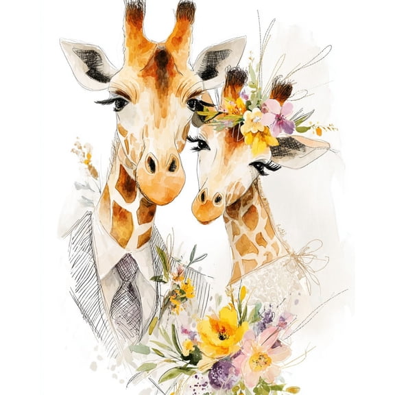 Paint by Numbers for Adults Kids Beginner Giraffe's Wedding Ceremony DIY Acrylic Painting by Numbers Kits with Brushes Acrylic Pigment Home Decoration Gifts 16 x 20 inch