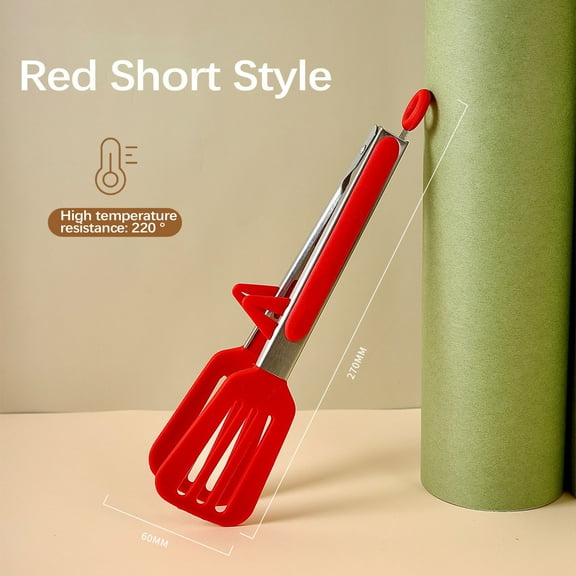 Vacemry Under $5 Stainless Steel BBQ Tongs, Outdoor Grilling Cooking Turner Spatula, Long Handle Food Flipper for Kitchen Camping, Professional Grade Grill Utensil Set with Silicone Tip