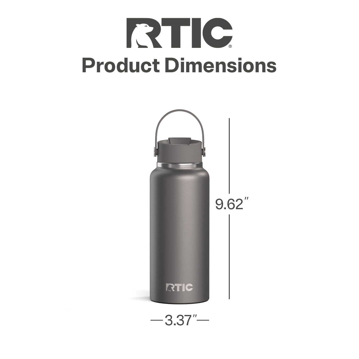 RTIC 32 oz Ceramic Lined Insulated Outback Water Bottle, Leak Resistant, Graphite