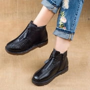 Angle View: Plus Velvet Fashion Winter Warm Snow Cotton Boots All-Match Thickened Warm black 35