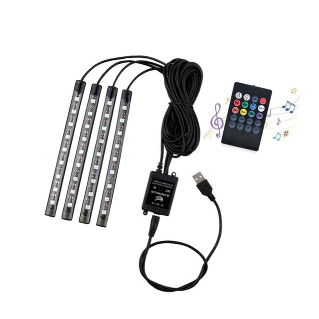 Riwesomey Tiras de luces LED para coche que cambian de Color debajo de la ventana del salpicadero, lámpara de ambiente con Control remoto, decoración Bombillas para automóviles 36smd USB-Port Riwesomey VI015237-03B