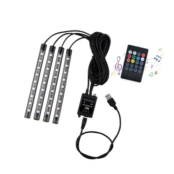 Riwesomey Tiras de luces LED para coche que cambian de Color debajo de la ventana del salpicadero, lámpara de ambiente con Control remoto, decoración Bombillas para automóviles 36smd USB-Port