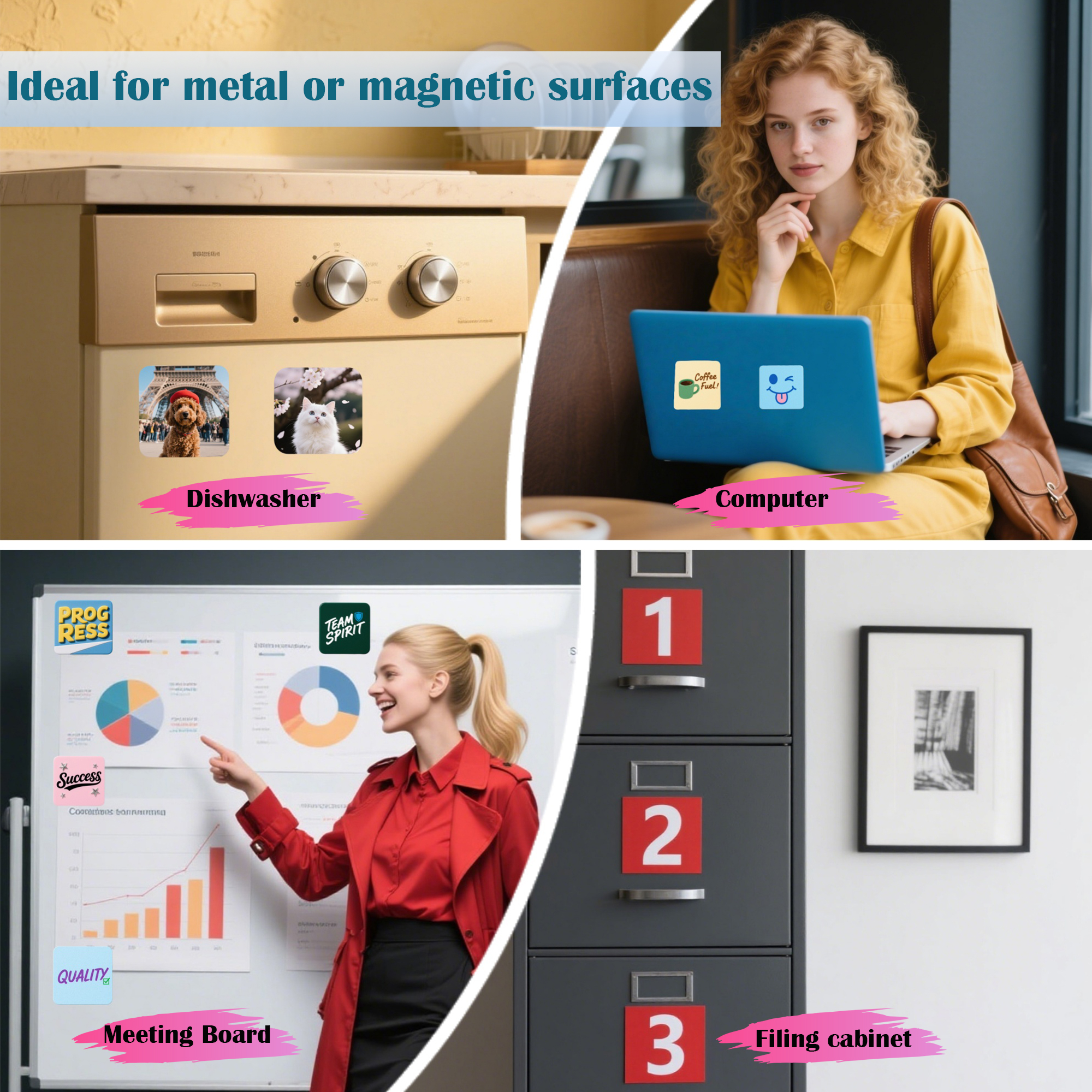 Magnet Maker Machine Fridge DIY-Kit: 2×2-Inch Button&Badge Making Tool, Easy Press Design, Includes Supplies - Great for Crafts, Personalized Gifts, Home or Small Business