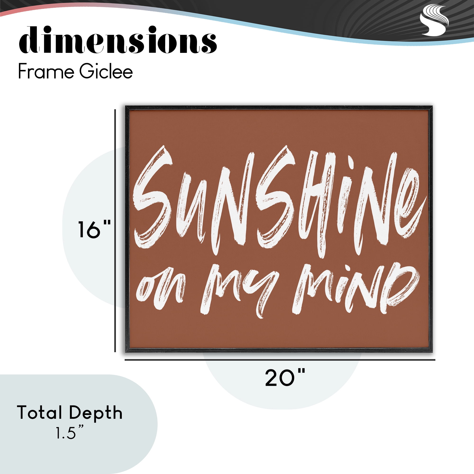 Sunshine State Of Mind Brown Black Framed Giclee Art, design by Lettered and Lined
