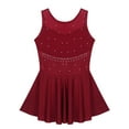 thumbnail image 4 of Zaldita Kids Girls Shiny Rhinestones Ice Skating Dress Sleeveless Ballet Tutu Dress Dance Leotard Burgundy 6, 4 of 7