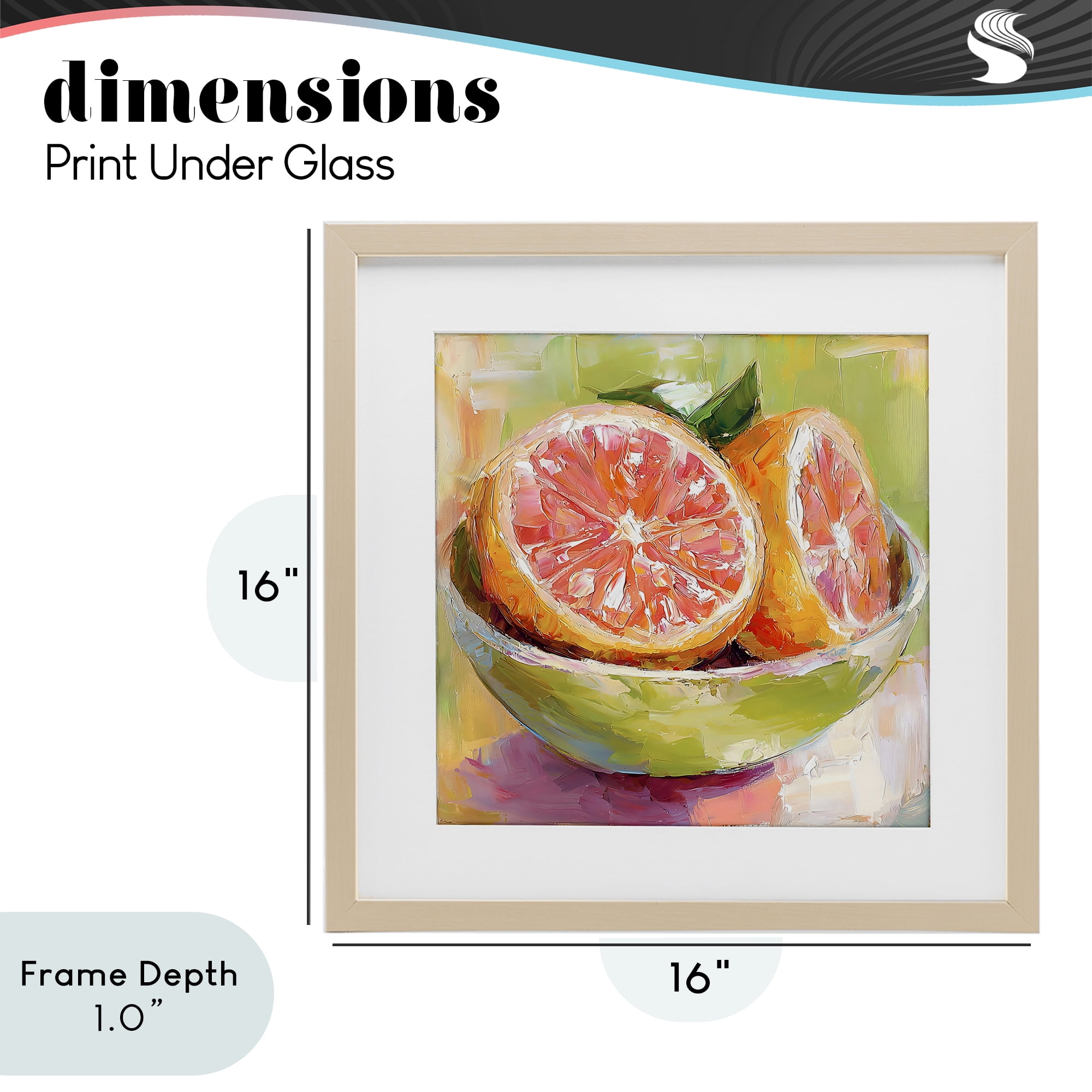 Stupell Industries Sliced Grapefruit in Bowl Birch Framed Print Under Glass, design by Riley B