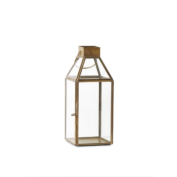 Serene Spaces Living Small Size Square Gold Lantern, Measures 10 inches Tall, Sold Individually