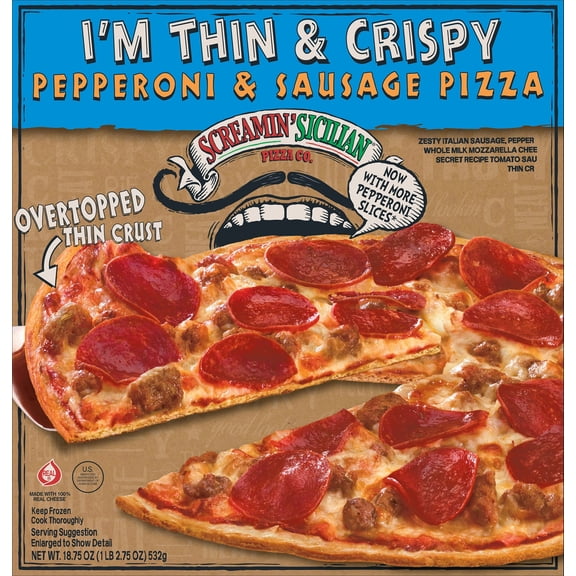 Screamin' Sicilian Thin Crust Pepperoni & Sausage Pizza, 18.75 oz (Frozen)