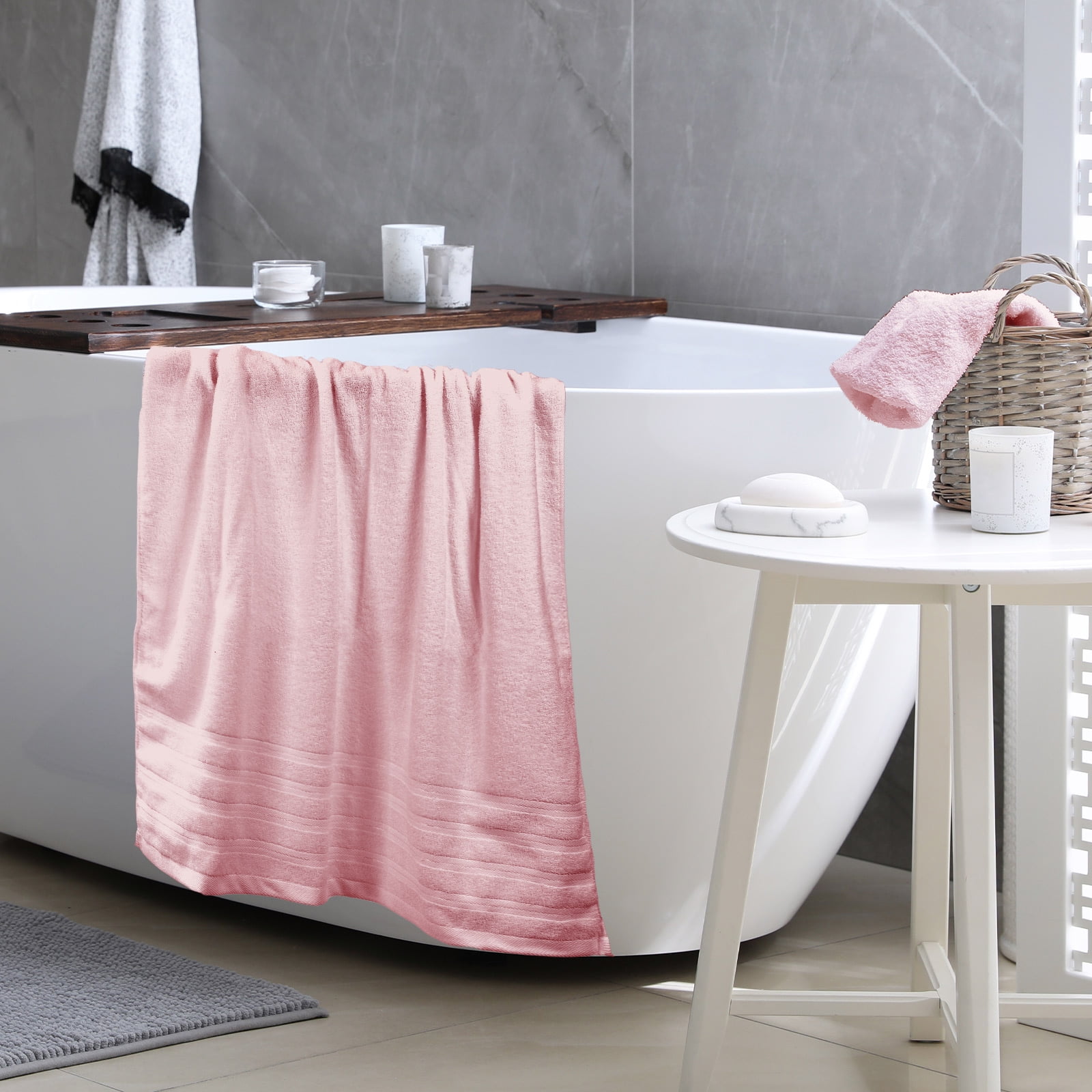 Hitime 100% Cotton Bath Towel Sets of 2 Pieces, 2 Bath Towel, Highly Absorbent Towels for Bathroom, Gym, Hotel