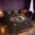 thumbnail image 2 of Homewish Hippie Sun Moon Twin Bedding, Glitter Stars Bedding Comforter Set, Black Gold, Black Reversible 7-Piece, 2 of 7