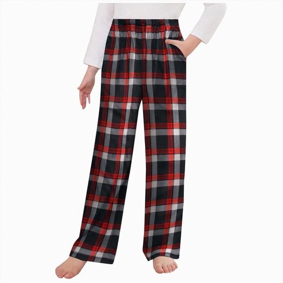 CAUYDY Girls Soft Pajamas Pants Cute Print Pattern PJ Bottoms Comfortable Lounge Long Pants with 2 Pockets(L101-Grey,10-11 Y)