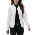 thumbnail image 3 of XPMWRP Women's Oversized Quilted Jacket Fall Casual Puffer Coats Collarless Long Sleeve Button Down Padded Outerwear White XXL, 3 of 9