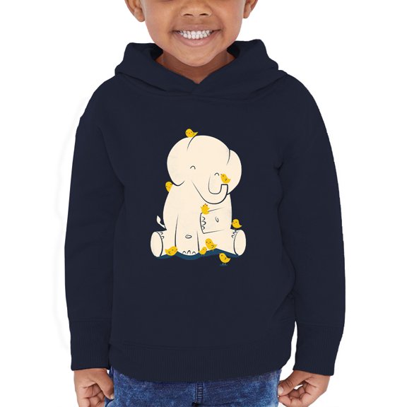 Image Conscious Elephant With Birds Hoodie Toddler -Jay Fleck Designs, Unisex 2 Toddler