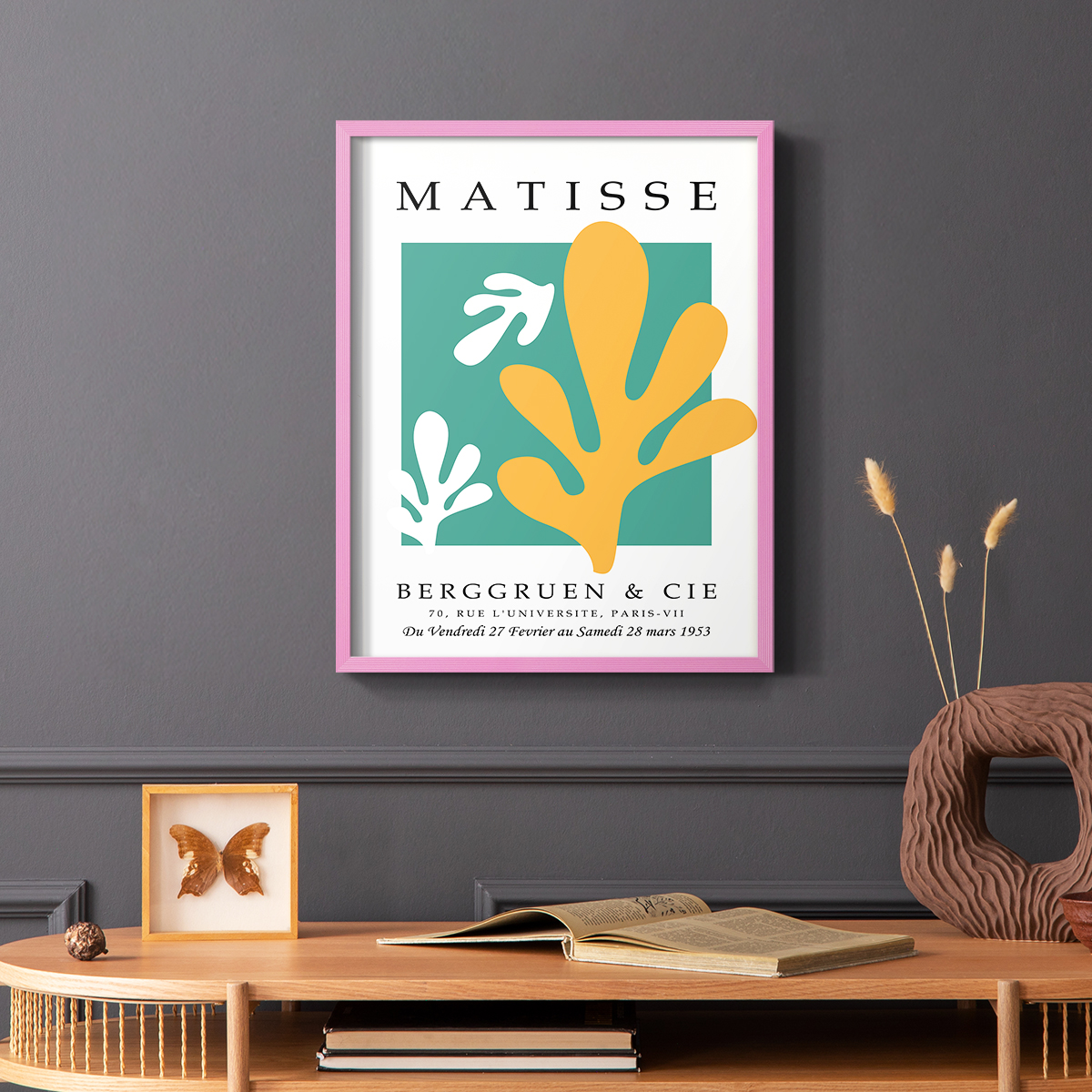 Matisse CCCXLIV in Pink Solid Wood 11 x 14 Framed Print