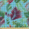 thumbnail image 2 of Ambesonne Summer Fabric by the Yard Upholstery, Tropical Foliage on Blue, 1 Yard, Sky Blue and Multicolor, 2 of 5