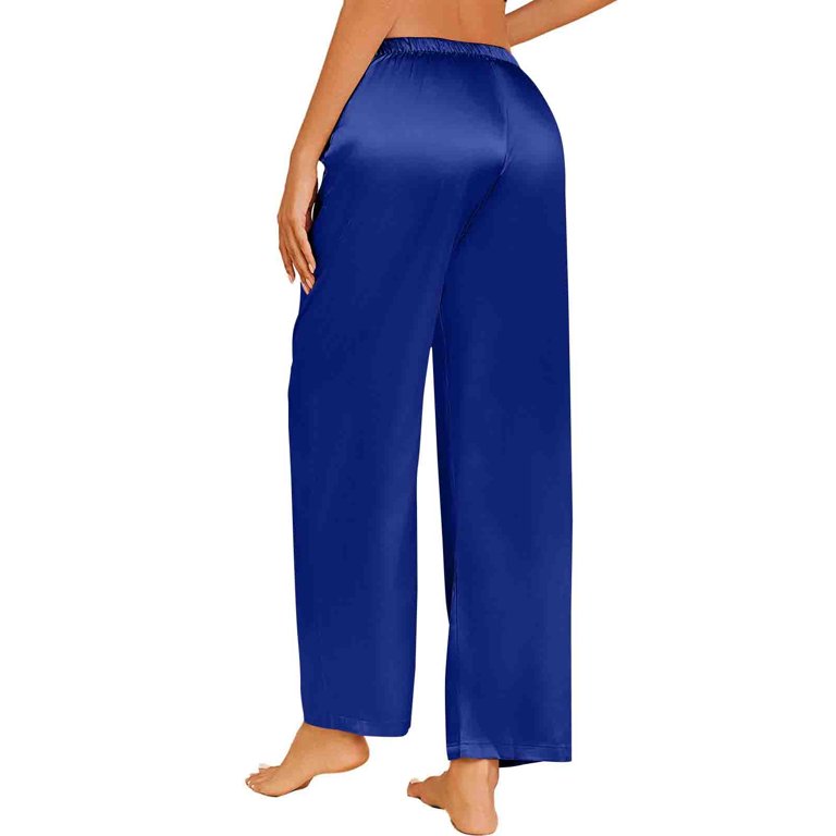 RYRJJ Womens Silk Satin Pajama Pants Casual Loose Lounge