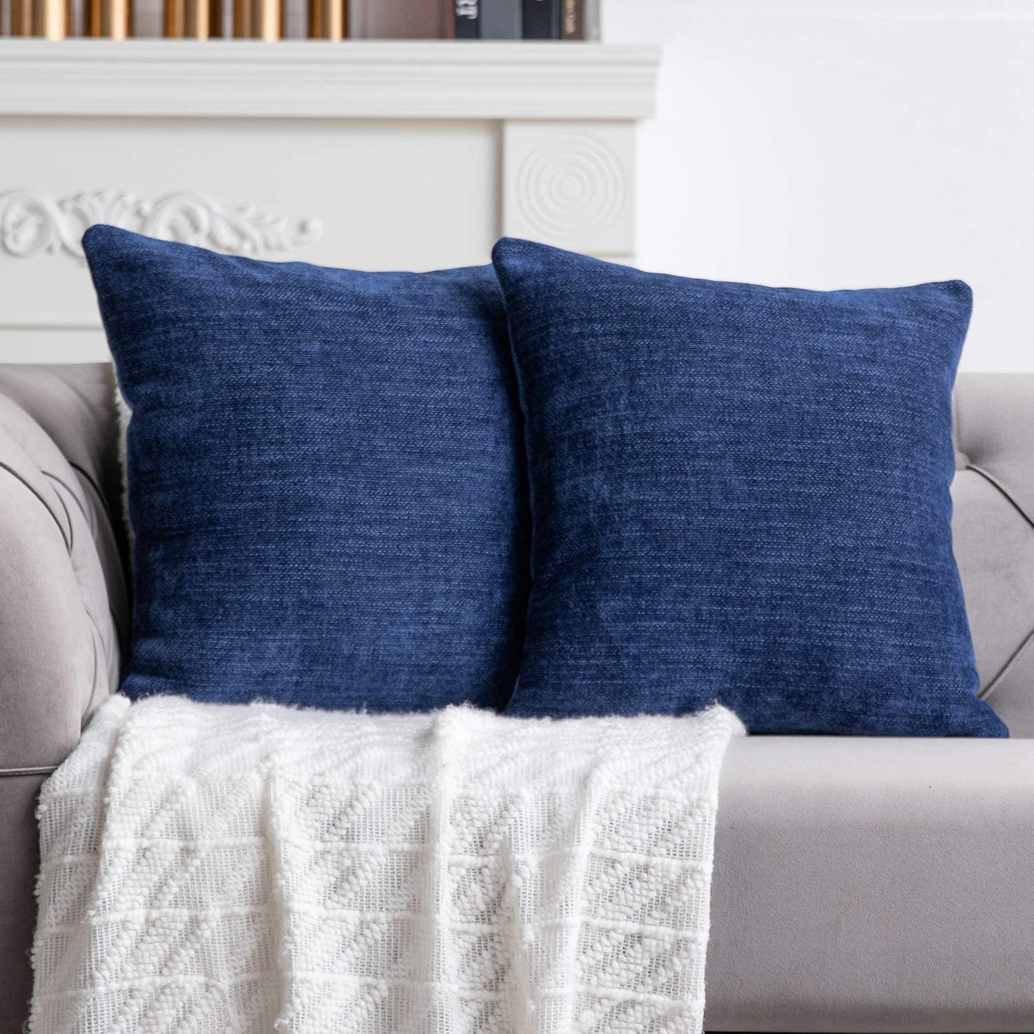 Bqhagfte Indigo Blue Pillow Covers 16x16 Inch Set Of 2 Farmhouse Indigo Blueic Decorative Throw Pillow Covers Square Cushion Case For Home Sofa Couch