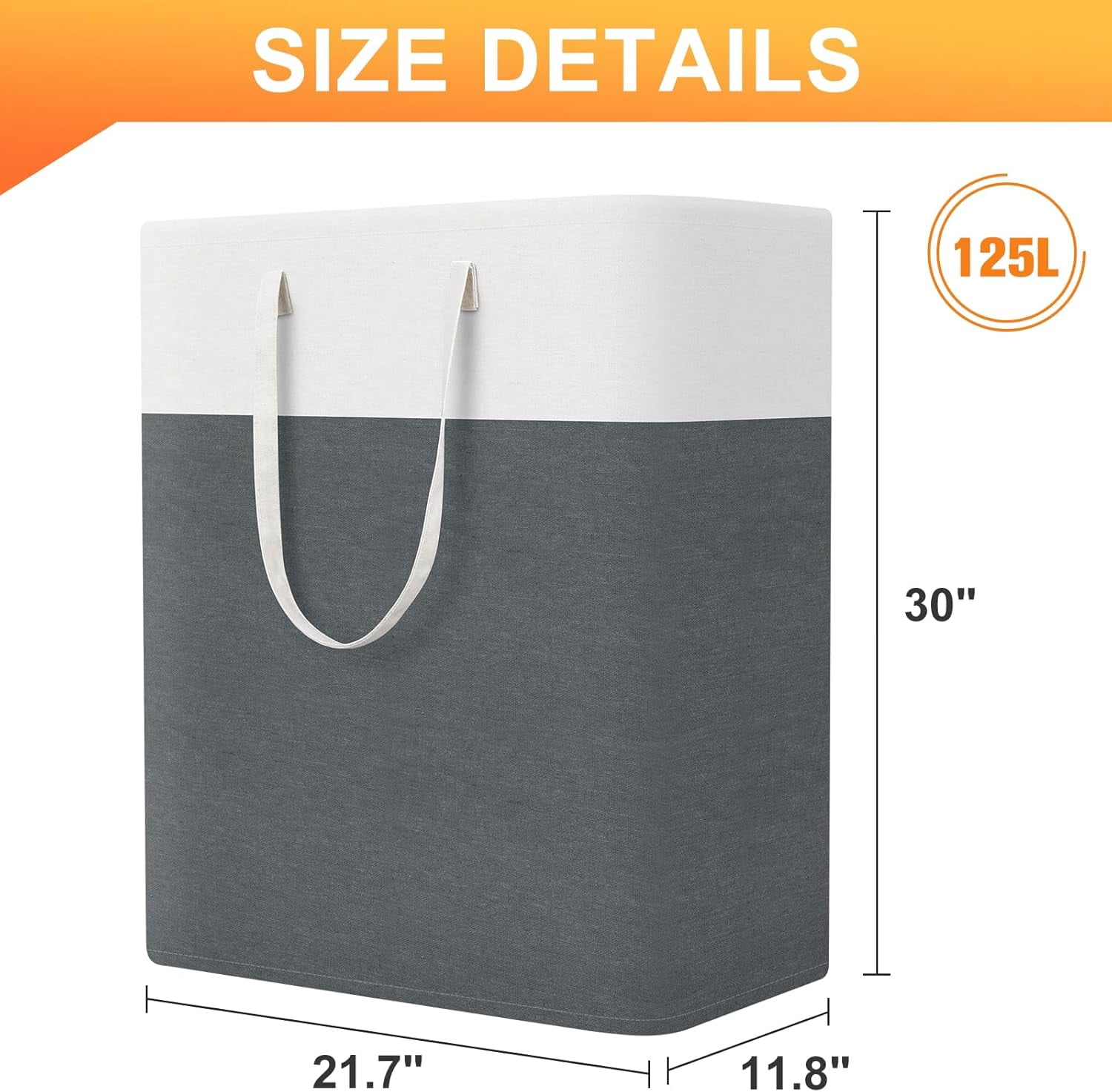 EP laundry basket 3-Pack, laundry hamper, Hamper with handles, collapsible laundry baskets, Waterproof dirty clothes hamper, Towel Storage for Home or Dorm, 125L-Grey