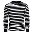 thumbnail image 6 of Spring New Casual T-Shirt Men's Striped Top Round Neck Men's Cotton Bottoming Shirt-Khaki-XL, 6 of 6