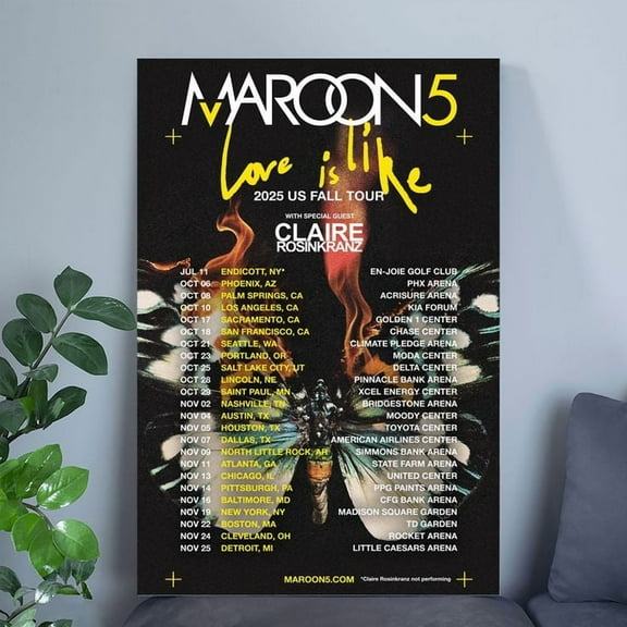Music Poster Maroon 5 Love Is Like Tour 2025 Size 24''x36'' - Kiloa