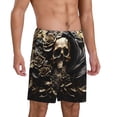 thumbnail image 2 of Sikiie Gold Rose Skull Mens Pajama Shorts, Lightweight Lounge Pant with Pockets Soft Sleep Pj Shorts for Men3X-Large, 2 of 6