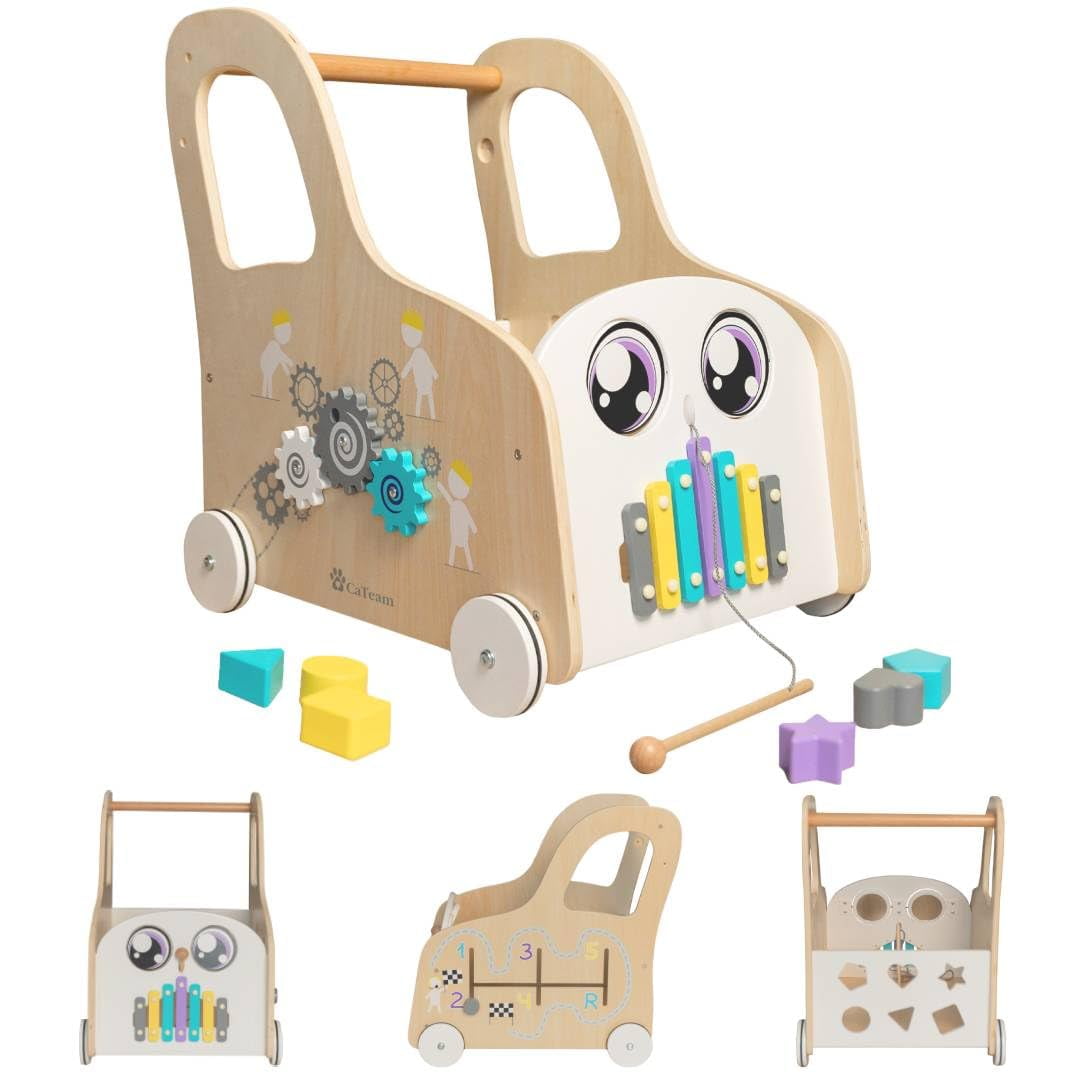Cateam Carrito de Empuje de Madera con Tablero Ocupado Montessori - 4