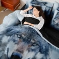 thumbnail image 4 of Feelyou 3D Wolf Animal Bedding Comforter Set 7pcs for Boy, Jungle Tree Botanical King Bedding Sets, Rustic Farmhouse Theme Reversible Bed Sheets, Super Cozy Room Decor, 4 of 8