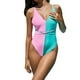 thumbnail image 1 of Jumpingount Traje de baño para mujer, sin mangas, espalda baja, tirantes cruzados, traje de baño para vacaciones en la playa, traje de baño a la moda, Ropa interior Rosado azul S Jumpingount AP010462-01, 1 of 6