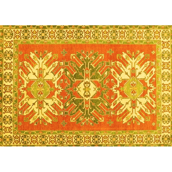 Ahgly Company Indoor Rectangle Geometric Yellow Traditional Area Rugs, 2' x 3'