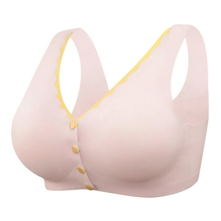 

iOPQO lingerie for women Women s Adjustable Sports Front Closure Extra-Elastic Breathable Lace Trim Bra Pink L